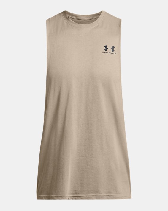 Men's UA Sportstyle Left Chest Cut-Off Tank in Brown image number 2